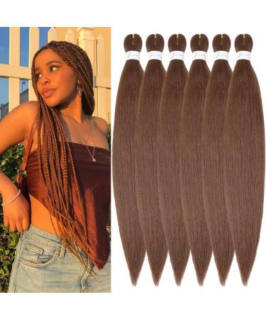 YDDM PRE Stretched Braiding Hair Extensions 20 inch 6packs Extensions Kunsthaar BraIDs Brown Hair Extension Art hair For braid Extension for Braids Jumbo Braids Hair (20 inches 30#) 50.8cm-20 inches (6-pack) 30#