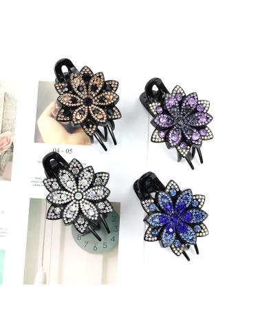 InSowni 4 Pack Luxury Glitter Rhinestone Flower Hair Claws - Korean Hair Accessories for Thick Long Hair - Buy Online on GoSupps.com