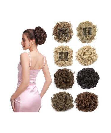 Hair Bun Hairpiece for Women Synthetic Dish Hair Bun Comb Clip In Hair Extension Messy Wave Curly Chignon Hair Pieces Updo Curly Ponytails Extension Hairpiece for Women Hair Chignons(16P613)