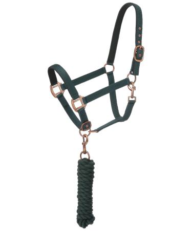 Tough 1 Neoprene Padded Halter with Antique Hardware Lead Set Green/Hunter