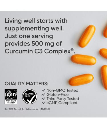 Sports Research Turmeric Curcumin C3 Complex - Softgels with Bioperine Black Pepper Extract & Organic Coconut Oil, Standardized 95% Curcuminoids - Non-GMO Verified & Gluten Free - 500mg, 120 Count - Buy Online on GoSupps.com