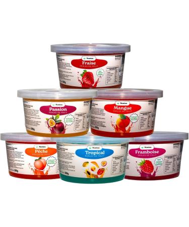 Nostea - Set of 3 Pots Tropical Bubble Tea Pearls Mango Strawberry - Popping Boba Gluten Free - Fruit Juice Pearls for Tea Drinks - Made in France - 3x 450 gr - Buy Online on GoSupps.com