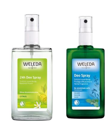 Weleda: Refreshing Non-Aerosol Deodorant Spray Citrus 3.4 Fl Oz PLUS Sage 12h Deodorant Spray 3.4 Ounce