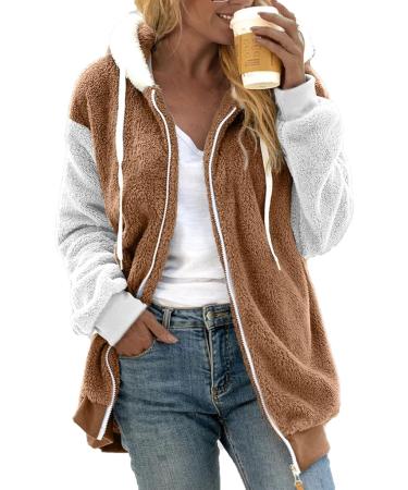 Buy Hanxiulin Women's Fleece Jacket - Warm Lightweight Hooded Outdoor Coat in Khaki | Premium Cuddly Winter Jacket - Buy Online on GoSupps.com