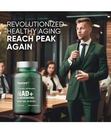 Topffy NAD+ & Resveratrol Supplement - 120 Capsules - Buy Online on GoSupps.com