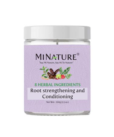 Root Strengthening and Conditioning Mask by mi nature | 100g(3.5 oz) | Enriched with 8 Herbal Ingredients - Fenugreek Shikakai Neem Amla Hibiscus Rose petal Bhringraj and Curry leaves