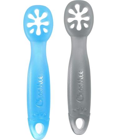 ChooMee FlexiDip Baby Spoons | Perfect for Baby Led Weaning | Pediatrician Approved | BPA Free Silicone | Chew Friendly Material | 2 Count, Blue Grey - Buy Online on GoSupps.com