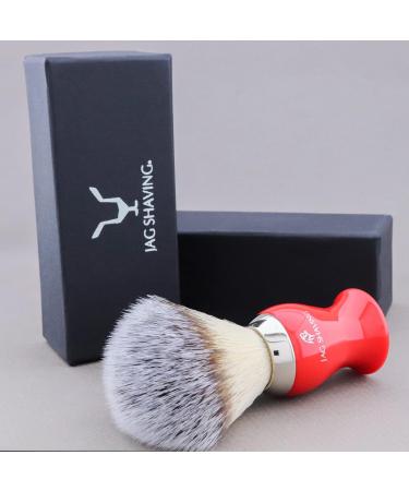Jag Shaving Men's Shaving Brush - Synthetic Silvertip Ergonomic Red Design | Premium Quality for a Perfect Shave - Buy Online on GoSupps.com