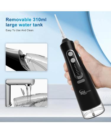 JNGOODS Cordless Water Flosser - Rechargeable Oral Irrigator 310ml IPX7 Waterproof 4 Modes & 4 Jet Tips - Portable Dental Care for Travel & Home (Black - Buy Online on GoSupps.com
