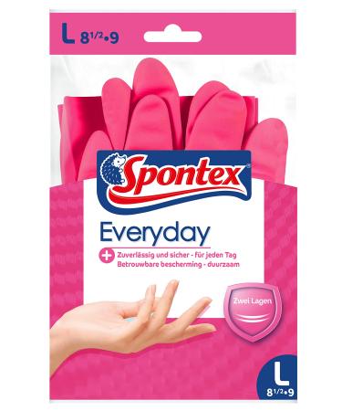 Spontex Everyday household gloves with cotton flocking pink size L 1 pair L Everyday - Buy Online on GoSupps.com