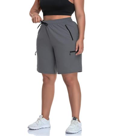 SEKINO Women's Plus Size Gray Hiking Cargo Shorts | Quick Dry & Lightweight Outdoor Shorts (2X) - Buy Online on GoSupps.com