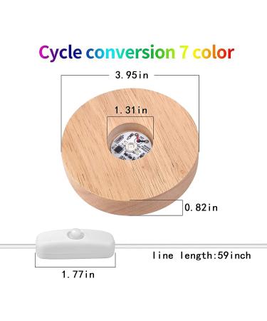 YAKAMOZ LED Lights Display Base Stand - 7 Colored Round Wooden Lighted Base for Laser Glass Resin Art - Buy Online on GoSupps.com