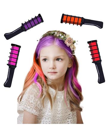 Kids Temporary Hair Chalk Comb - Non-Toxic Washable Hair Color Dye - Girls Gift for Halloween, Christmas, Birthday Parties - 6 Colors - Ages 1-10 - Buy Online on GoSupps.com
