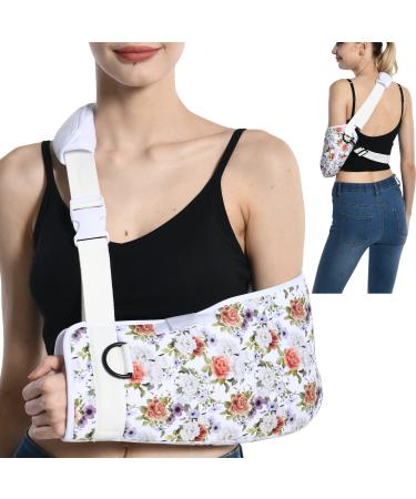 Fotgok Soft Foam Arm Sling with Waist Belt for Shoulder Women-Shoulder Immobilizer with Strong Support-Breathable Arm Support Brace for Shoulder Injury  Peony