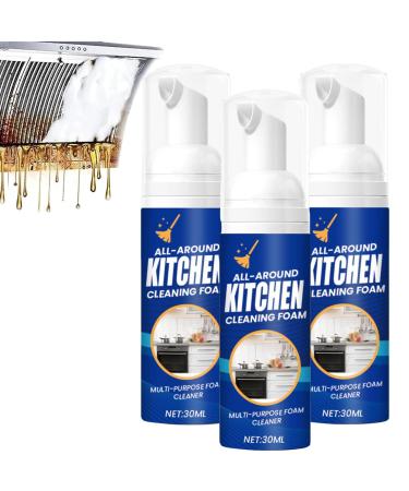 Kitchen Foam Cleaner Multi-Purpose Cleaner Spray All-Round Kitchen Cleaning Foam Multi-Purpose Foam Cleaner Foam Cleaner Multi-purpose Oil Stain Remover Cleaning Spray (3PCS)