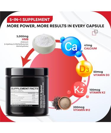 HMB with D3, K2 & B12 Muscle Health Support Supplement 150 Capsules 150 count (pack of 1)_ - Buy Online on GoSupps.com