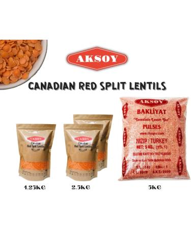 Aksoy Canadian Red Split Lentils 5KG - Premium Quality, Rich in Protein - 5 kg (Pack of 1) - Buy Online on GoSupps.com