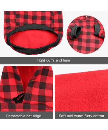 MTLIEPTE Red Plaid Dog Hoodie Sweater with Hat & Pocket XL - Pet Clothes - Buy Online on GoSupps.com
