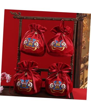 HOMSFOU 2pcs Candy Bag Packaging Bag Wedding Candy Bags Candy Bags for Wedding Decorative Candy Pouches Drawstring Candy Bags Gift Bags Wedding Decor Portable Candy Pouch Festival Supply Red 15x12cm - Buy Online on GoSupps.com
