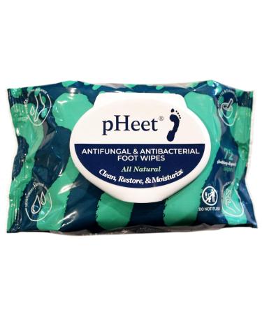 pHeet Foot Wipes All-Natural Antifungal & Antibacterial Formula Cleanses Moisturizes Prevents & Kills Athletes Foot Toenail & Foot Fungus Odor & Improves Dry Cracked Flaky & Diabetic Skin 72ct