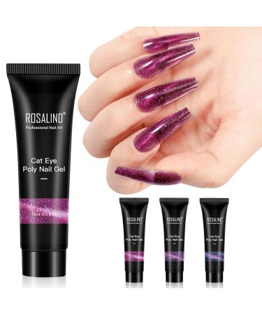 Poly Nail Gel Set - 3 Colors 15ml | Glitter & Cat Eye Nail Extension Gel for French Art Design | DIY Beginner Kit - Buy Online on GoSupps.com