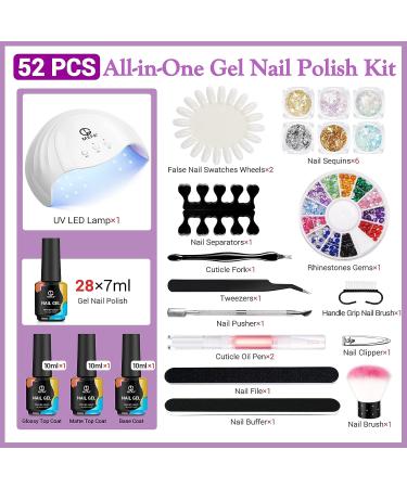 MEFA Gel Nail Polish Kit with UV Light - 52 PCS, 28 Spring Summer Colors, DIY Salon Manicure Set with Base Top Coat, Mother's Day Gift - C1-Dreamy Town - Buy Online on GoSupps.com