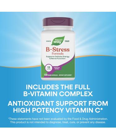 Nature's Way B-Stress Formula - 100 Vegan Capsules for Stress Relief - Buy Online on GoSupps.com