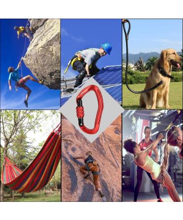 XINDA 22KN Screw Locking Carabiner Clip - CE UIAA Certified - Heavy Duty Aluminium - Set of 2 Red Carabiners for Climbing and Outdoor Activities - Buy Online on GoSupps.com