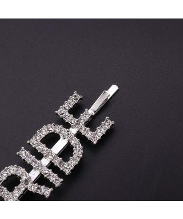 Minkissy Rhinestone Letter Bobby Pins - 2pcs Wedding Crystal Hair Barrettes (Silver) - Buy Online on GoSupps.com