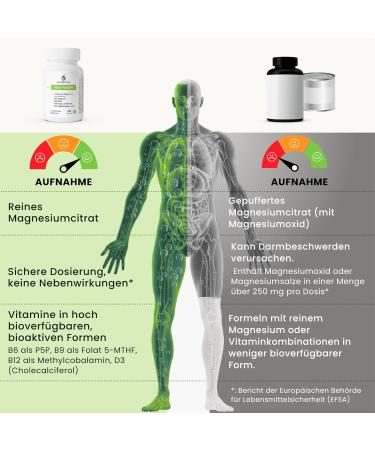 Magnesium Citrate and Vitamins B6 B9 Folate B12 and D3 Fatigue Muscle Function Joints and Homocysteine - 120 Capsules - MAG-FUSION - Buy Online on GoSupps.com