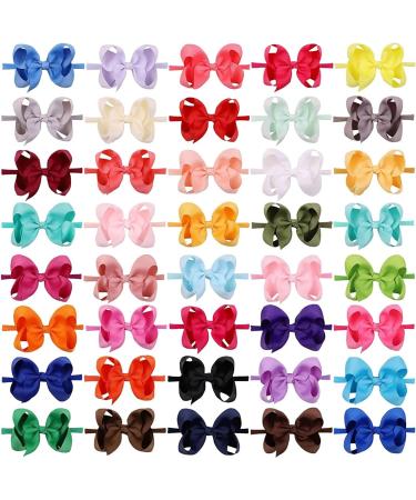 40pcs Baby Girl Headbands: Grosgrain Ribbon Hair Bows for Newborns & Toddlers - Buy Online on GoSupps.com