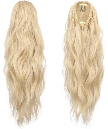 FESHFEN Ponytail Extensions Drawstring Ponytails Hair Extension Platinum Blonde Long Curly Wavy Hair Piece Synthetic Pony Tail Hairpieces for Women 18 inch 18 Inch Platinum Blonde - Buy Online on GoSupps.com