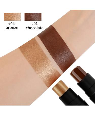 DE'LANCI Contour Stick Duo - Cream Foundation & Highlighter Makeup Set | Brown Dark Contour & Bronze Highlighter | Longwear Formula with Brush - Buy Online on GoSupps.com