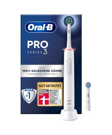 Oral-B Pro 3 3000 electric toothbrush/electric toothbrush 2 cross action on insert brushes with 3 cleaning modes and visualer 360 pressure control for dental care gift man/woman white - Buy Online on GoSupps.com
