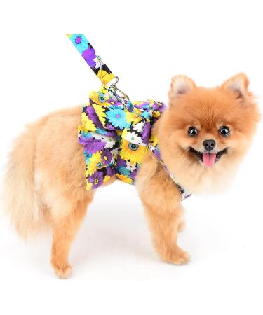 Paidful Dog Harness Dress for Small Dogs & Cats - Colorful Floral Tutu Breathable Mesh Pet Clothing with 1.6m Leash - Perfect for Mini Puppies Chihuahuas & Yorkies - Lila XL (Back Length: 35cm Bust: 47cm) - Spring Fashion - Buy Online on GoSupps.com
