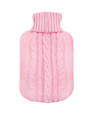 TRIXES Knitted Cover for Hot Water Bottle - Pink Knitted Insulator - Cover only (Hot Water Bottle not Included) - One Size for 2 Litre Bottle - 31 x 20cm
