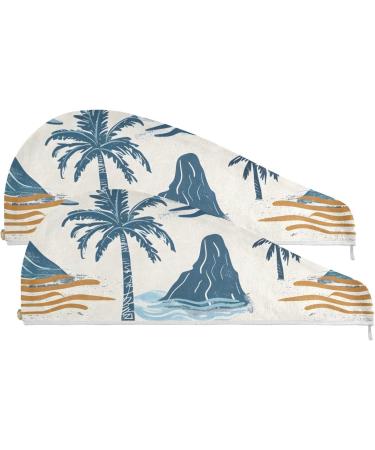 Summer Paradise Island Seamless Hair Towel 2 Pack | Super Absorbent Quick Dry Hair Turbans for Women & Girls - Buy Online on GoSupps.com
