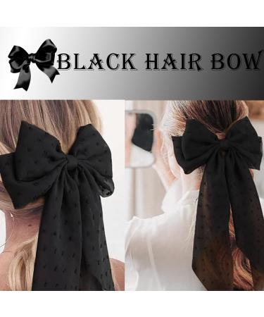 2 Pcs Big Hair Bow Hair Bows For Women Bow Hair Clip Elegant Solid Color French Barrette Bows For Hair With Long Polka Dot Bow Hair Barrettes Accessories Bow Hair Clips For Women Girls(White+Black) 2 White+Black - Buy Online on GoSupps.com