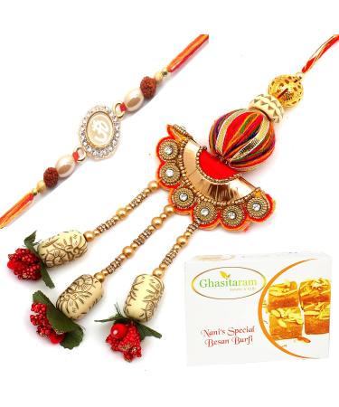 Ghasitaram Gifts Rakhis Online - Rakhi for Brother- We are one rm088 Bhaiya Bhabhi Rakhi with 200 GMS of Besan Barfi Rakhi Set with 200 gms of Besan Barfi