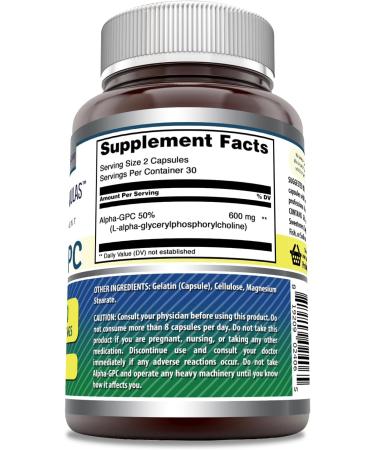Amazing Formulas Alpha GPC 600mg Supplement - Non-GMO Gluten-Free Made in USA | 60 Capsules for Enhanced Cognitive Support - Buy Online on GoSupps.com
