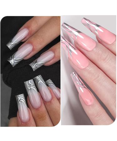 Metallic Gel Nail Polish Silver Gel Nail Polish Mirror Nails Finish Metal Painting Gel Super Glossy Soak off UV/LED Nail Gel 3D Metal Mirror Effect - Buy Online on GoSupps.com