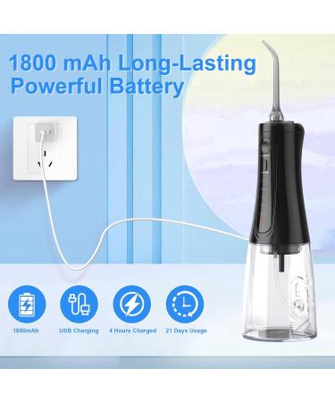Water Flosser Cordless Rechargeable - 350ML Tank, 5 Modes, 8 Jet Tips - Dental Oral Irrigator for Teeth Cleaning - IPX7 Waterproof - Home & Travel - Black - Buy Online on GoSupps.com