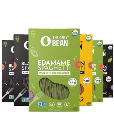 The Only Bean - Soy, Black Bean, and Edamame Spaghetti & Fettuccine - Gluten Free Pasta, Keto Low Carb Pasta Noodles, Protein Pasta, Organic Healthy Noodles, Vegan Pasta - 8 oz (6 Pack) (Variety Pack) 8 Ounce (Pack of 6)