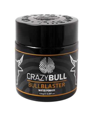 Crazy Bull Pomade - Vegan & Water Based Strong Hold Hair Styler with High Shine Finish - Styling Product with Artificial Beeswax for Thickening Volumising & Defining Hair - Light Cologne Scent
