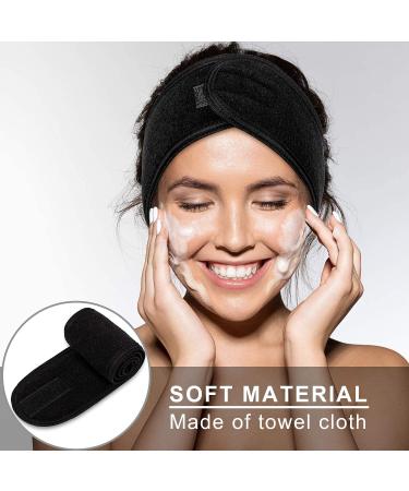 Queta Adjustable Terry Cloth Hair Band for Makeup - 3 Pack (Black White Pink) | Cosmetic Headband with Velcro Fastener - Buy Online on GoSupps.com