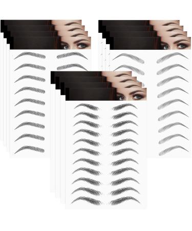 12 Sheets 4D Hair-Like Eyebrow Stickers Waterproof Eyebrow Transfers Stickers Peel Grooming Shaping Fake Eyebrow Sticker for Women and Girls (Vivid Style)