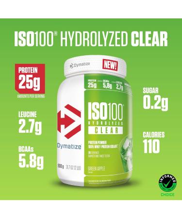 Dymatize ISO 100 Hydrolyzed Clear Whey Prote nepoeder Green Apple 900g - Buy Online on GoSupps.com