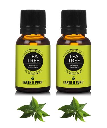 Earth N Pure Tea Tree Essential Oil | Pack of 2 (15 ml Each) | 100% Pure Undiluted Natural and Therapeutic Grade - Perfect for Aromatherapy Skin Therapy & More
