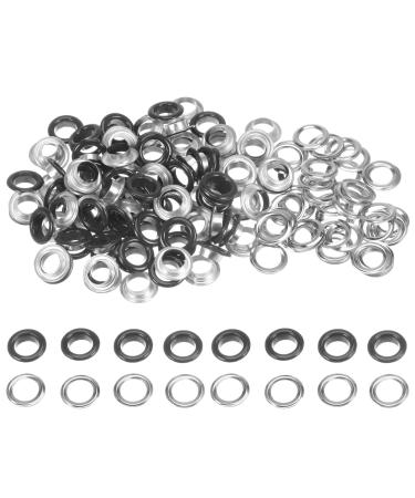 HARFINGTON 100 Set Color Round Grommets 10mm 7/16" Hole Metal Eyelets with Washers for Scrapbooking Shoes Clothes Leather Canvas, Black 10mm Black