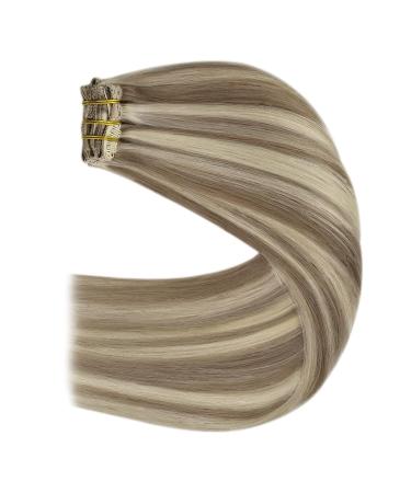Youngsee 40 cm Clip In Extensions - Real Remy Hair Light Brown & Blonde 120g (7 Pieces) - Buy Online on GoSupps.com